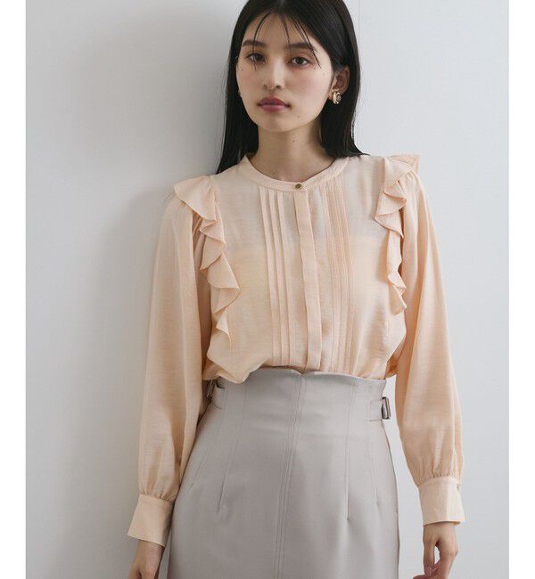 VIS「【洗える】フロントピンタックフリルブラウス」|シャツ・ブラウス|