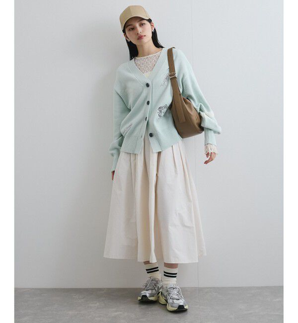 VIS「レタード刺繍ニットカーディガン」|カーディガン|