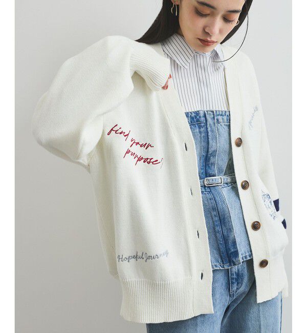 VIS「レタード刺繍ニットカーディガン」|カーディガン|