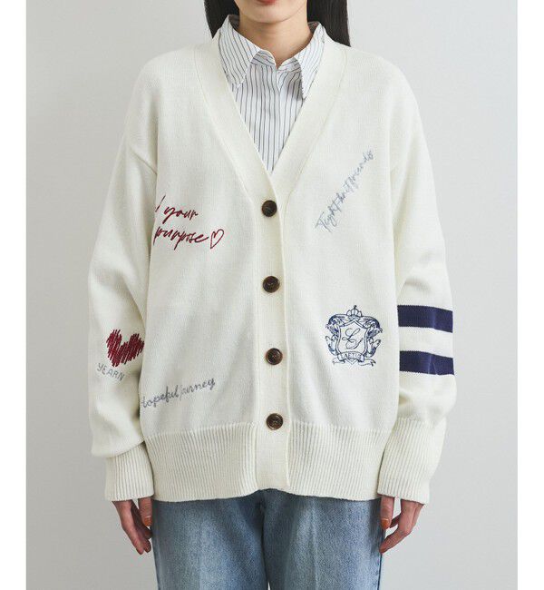 VIS「レタード刺繍ニットカーディガン」|カーディガン|