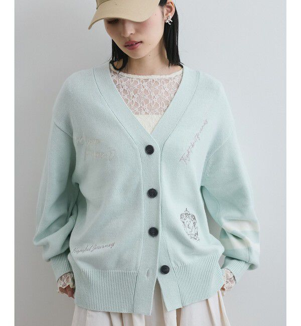 VIS「レタード刺繍ニットカーディガン」|カーディガン|