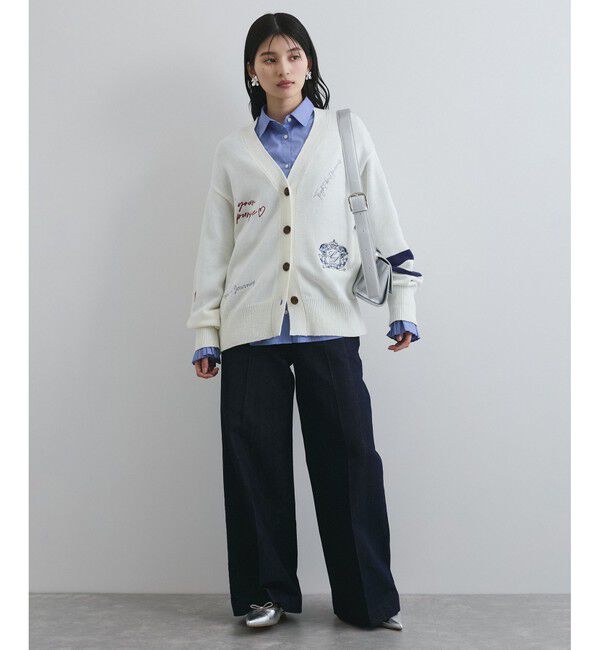 VIS「レタード刺繍ニットカーディガン」|カーディガン|