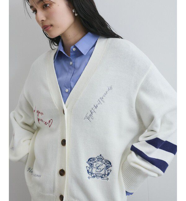 VIS「レタード刺繍ニットカーディガン」|カーディガン|