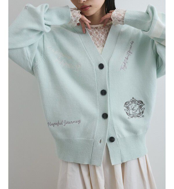 VIS「レタード刺繍ニットカーディガン」|カーディガン|