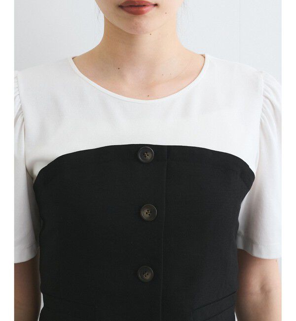 VIS「【新色追加】【美easy】釦ビスチェTシャツドッキングプルオーバー【接触冷感/洗える】」|Tシャツ・カットソー|