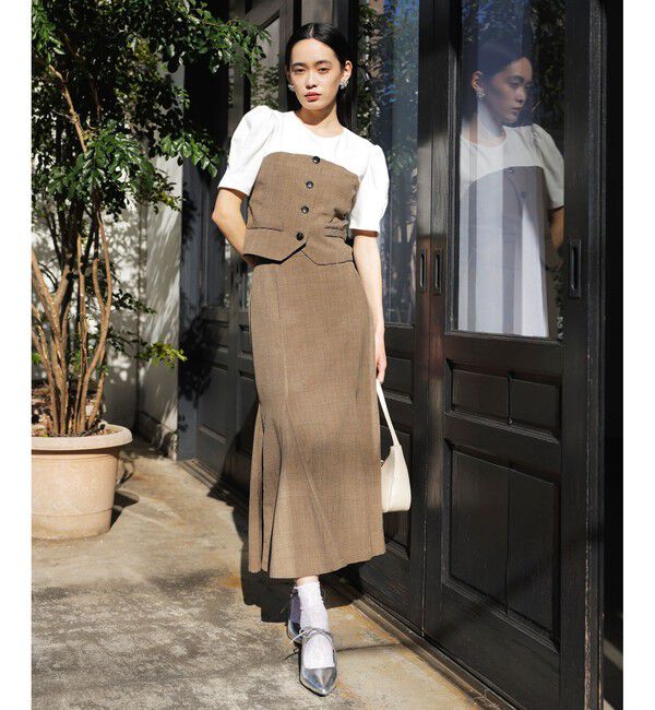 VIS「【新色追加】【美easy】釦ビスチェTシャツドッキングプルオーバー【接触冷感/洗える】」|Tシャツ・カットソー|