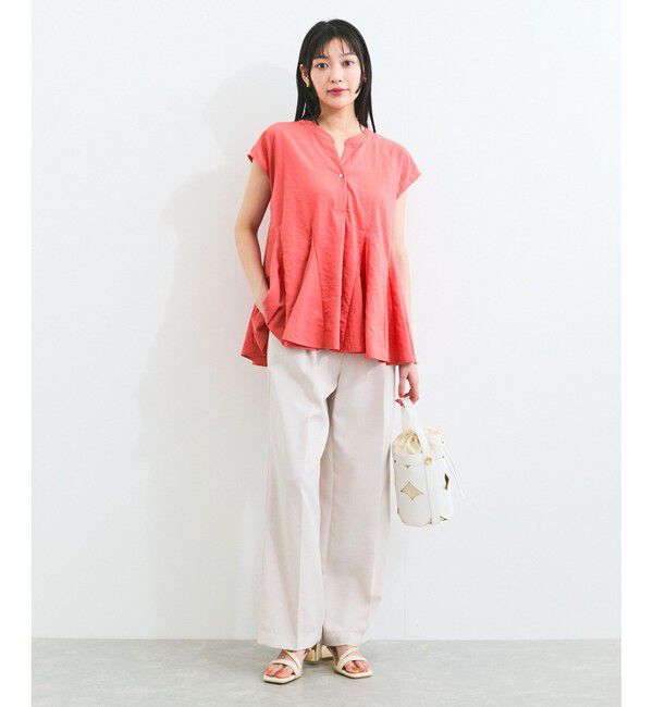 VIS「【防シワ/洗える】スキッパーフレアブラウス」|シャツ・ブラウス|