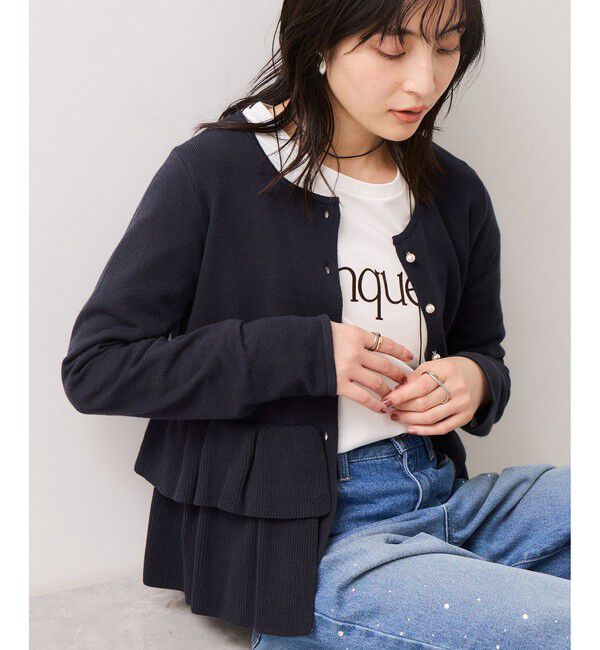 VIS「ティアードペプラムニットカーディガン」|カーディガン|