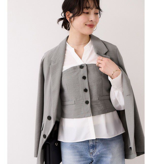 VIS「美easy前開きビスチェドッキングシャツ/イージーケア・接触冷感・セットアップ対応」|シャツ・ブラウス|