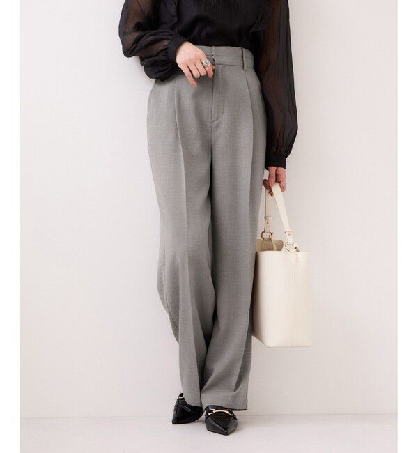 VIS「美easyリネンライクワイドパンツ/イージーケア・接触冷感・セットアップ対応」|チノ|