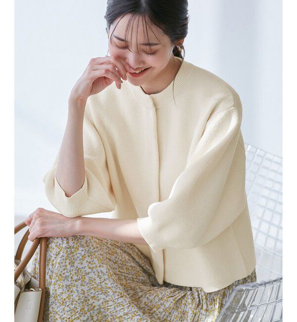 Rope&rsquo;Picnic「【emur/エミュール】モールヤーン畦ニット5分袖カーディガン」|カーディガン|