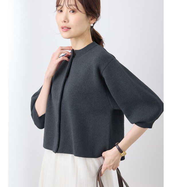 Rope&rsquo;Picnic「【emur/エミュール】モールヤーン畦ニット5分袖カーディガン」|カーディガン|