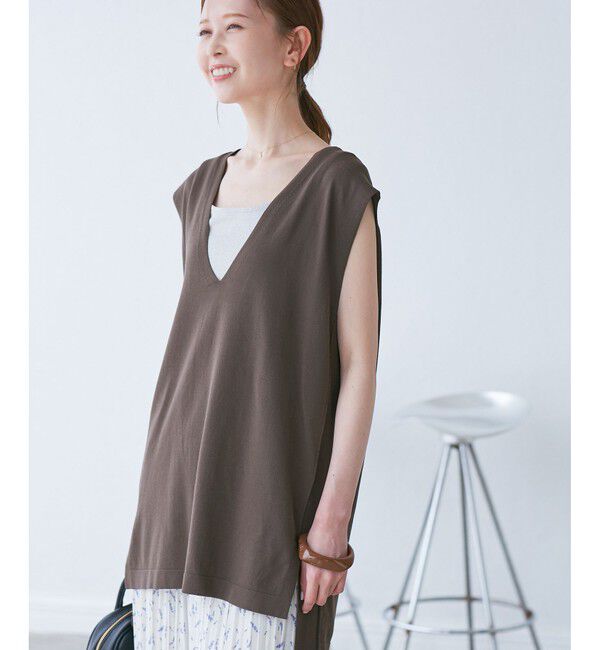 Rope&rsquo;Picnic「【洗濯機OK】深Vニットプルオーバー」|ベスト・ジレ|