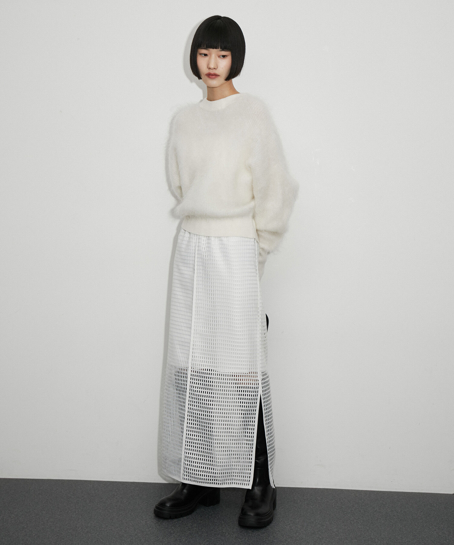 ADAM ET ROPE'「【セットアップ対応】メッシュレーススカート」|スカート|