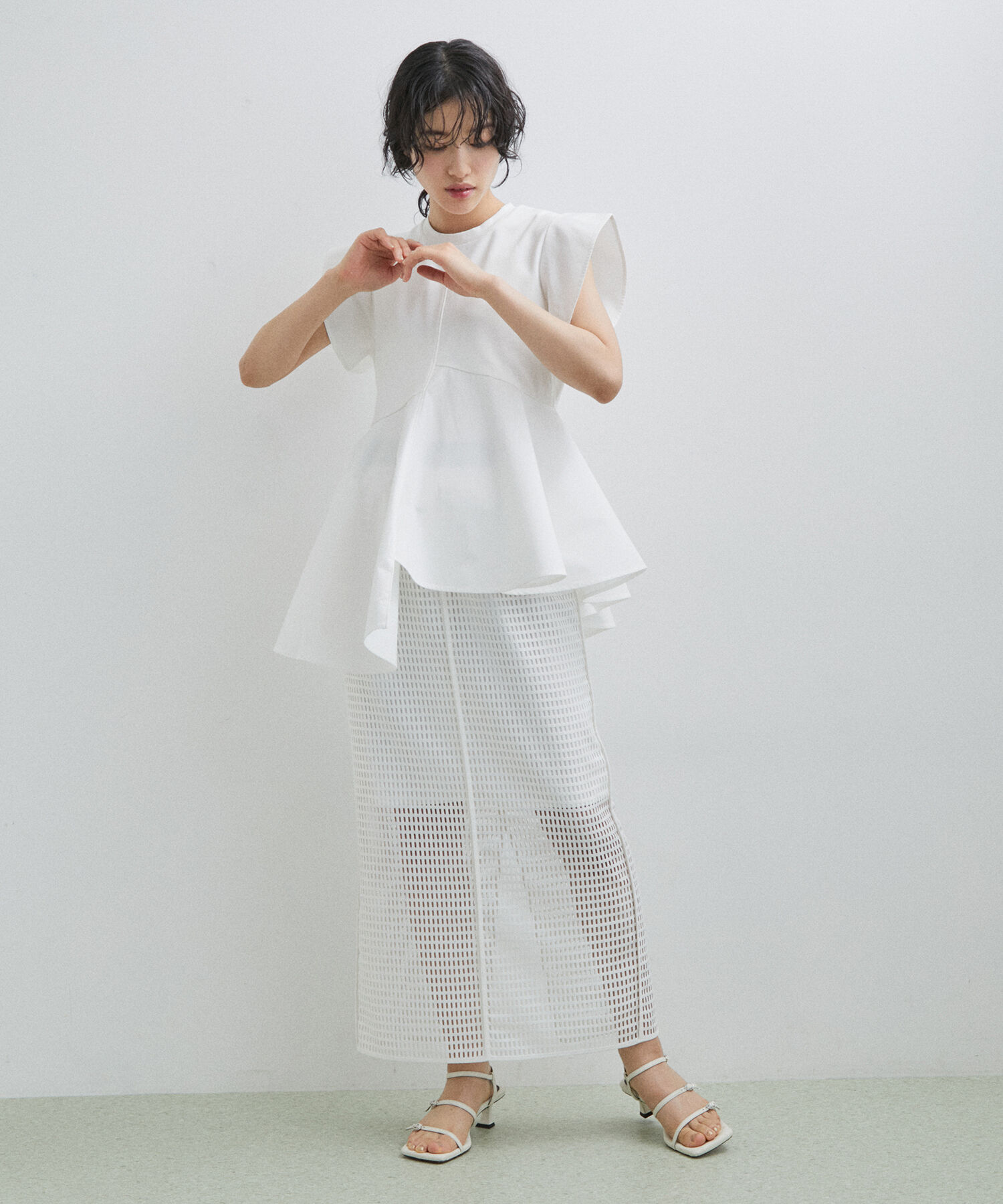 ADAM ET ROPE'「【セットアップ対応】メッシュレーススカート」|スカート|