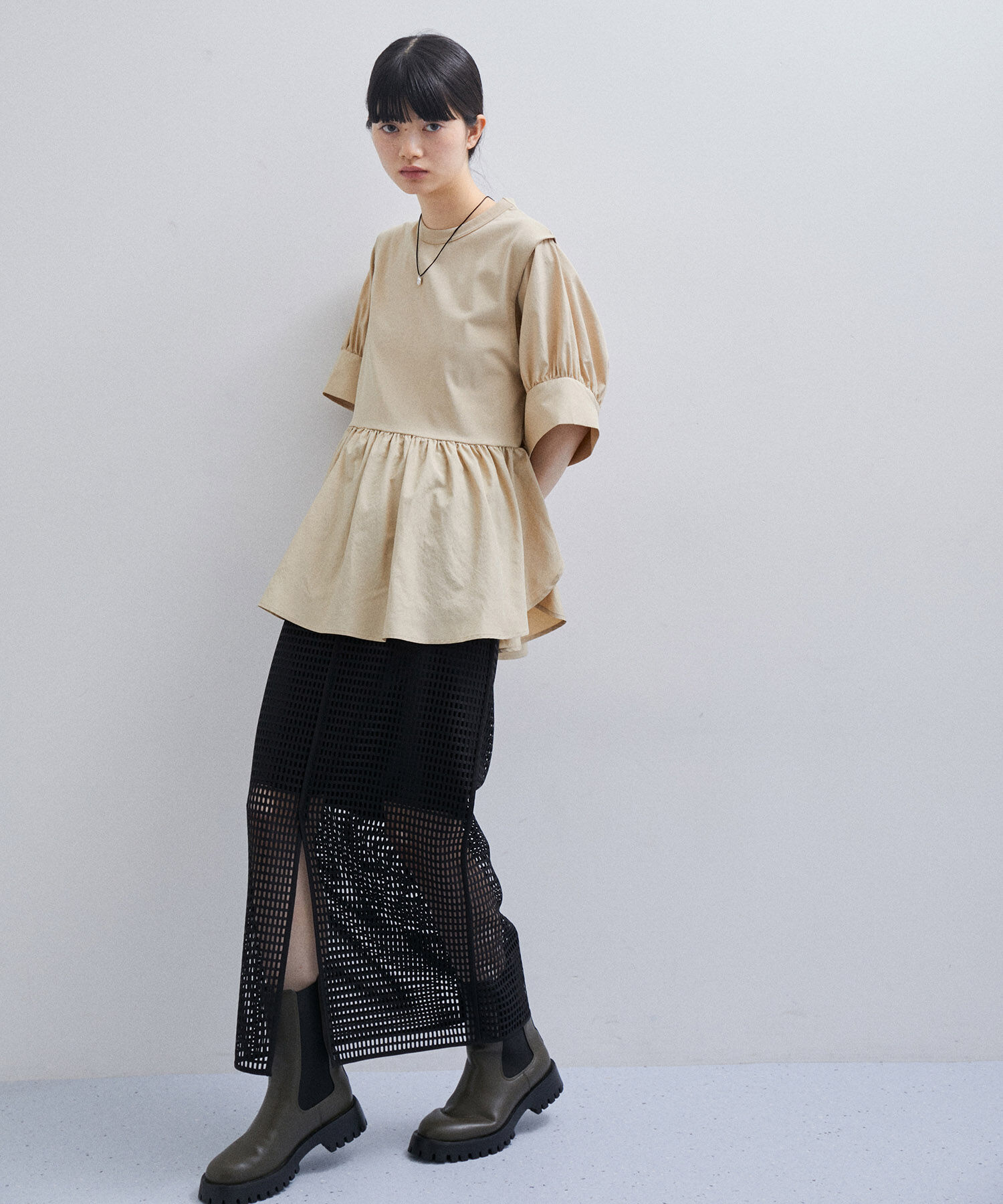 ADAM ET ROPE'「【セットアップ対応】メッシュレーススカート」|スカート|