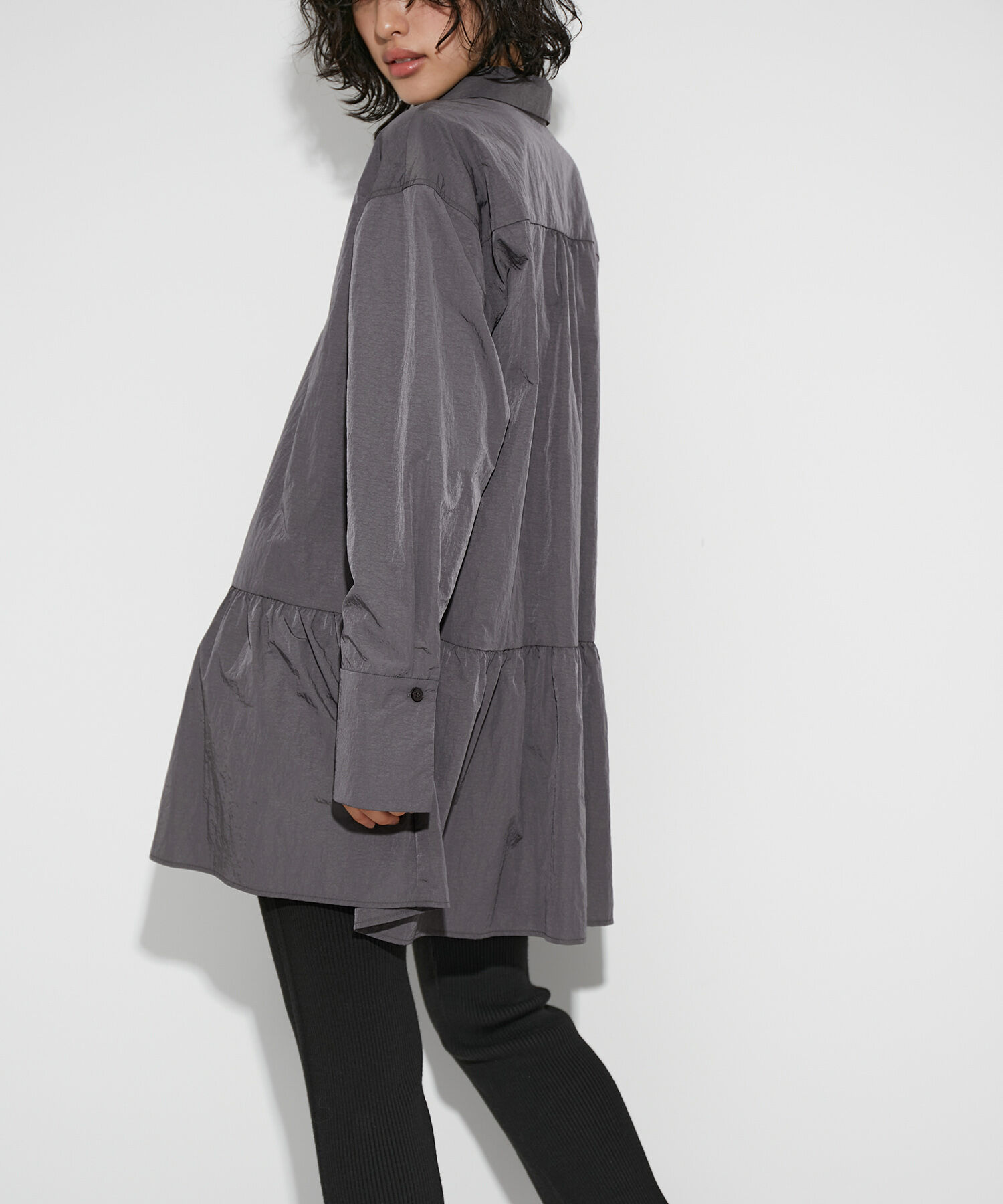 ADAM ET ROPE'「ギャザーヘムチュニックシャツ」|シャツ・ブラウス|