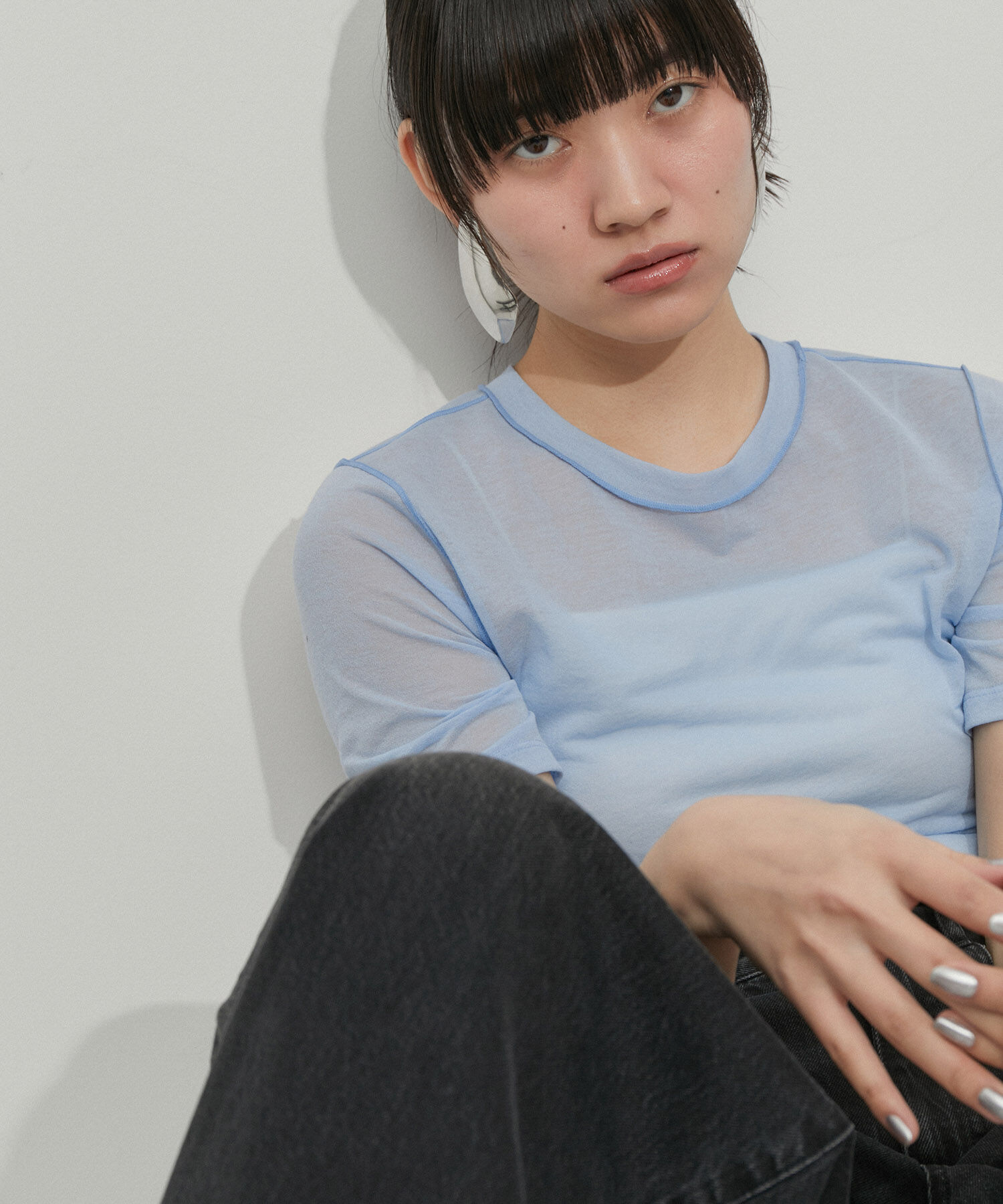 ADAM ET ROPE'「シアーハイゲージTEE」|Tシャツ・カットソー|サックス(48)