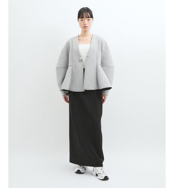 ADAM ET ROPE'「【洗える】エッグブローチ付きペプラムカーディガン」|カーディガン|