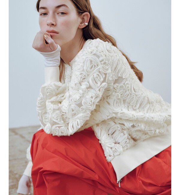 ADAM ET ROPE'「ラインアートレースブルゾン」|ブルゾン・スタジャン|