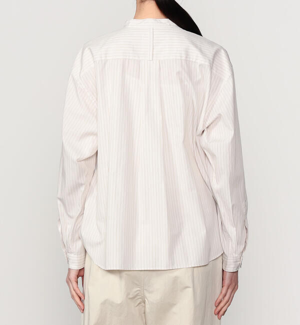  「DANTON | コットンポプリン 長袖バンドカラーシャツ STRIPE WOMEN」|シャツ・ブラウス|