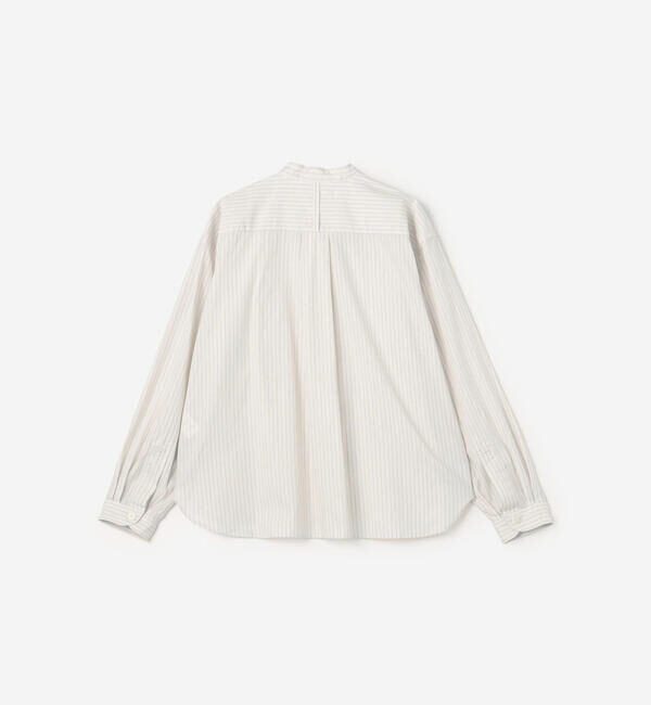  「DANTON | コットンポプリン 長袖バンドカラーシャツ STRIPE WOMEN」|シャツ・ブラウス|