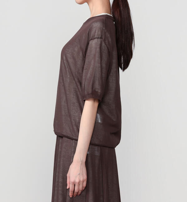 UNFIL「UNFIL | ハイツイストコットン シアー レイヤード半袖ニット WOMEN」|ニット・セーター|