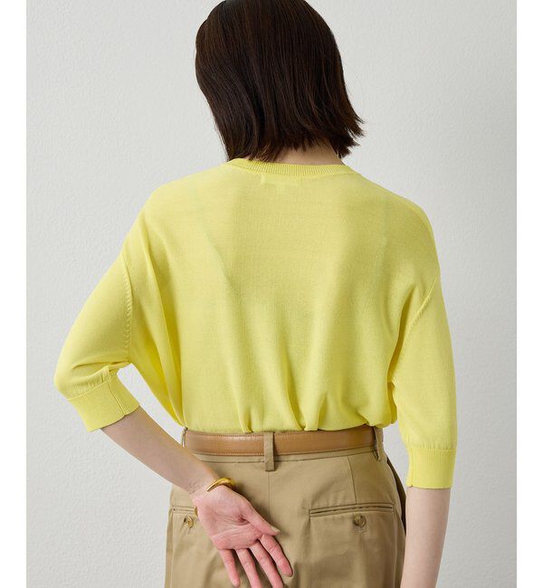 Drawing Numbers「【Drawing Numbers】クルーハーフスリーブ裾ラウンドニット」|ニット・セーター|