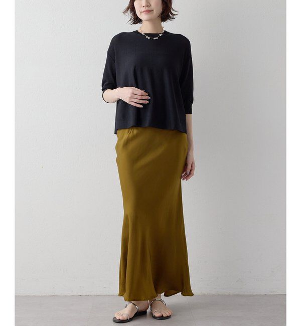 Drawing Numbers「【Drawing Numbers】クルーハーフスリーブ裾ラウンドニット」|ニット・セーター|