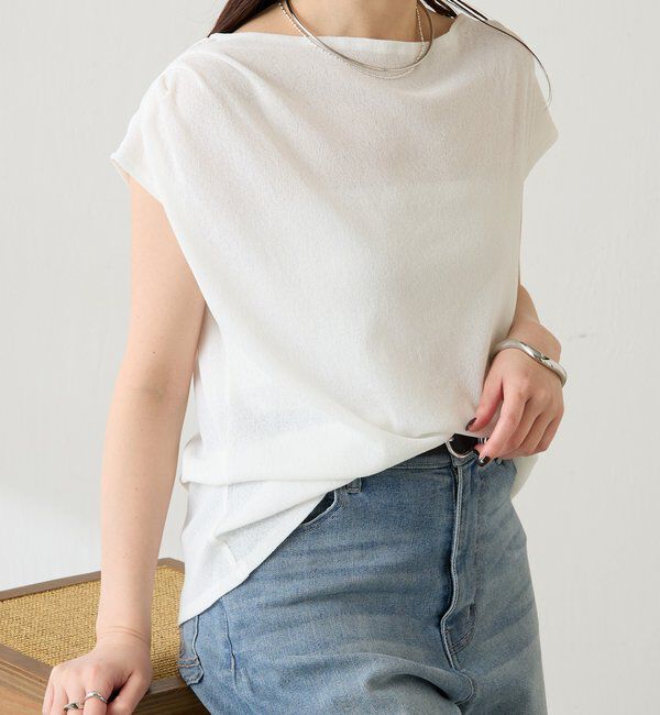  「【上品見えカットソー/シアー】アシメタックフレンチカットソー」|Tシャツ・カットソー|