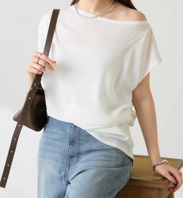  「【上品見えカットソー/シアー】アシメタックフレンチカットソー」|Tシャツ・カットソー|