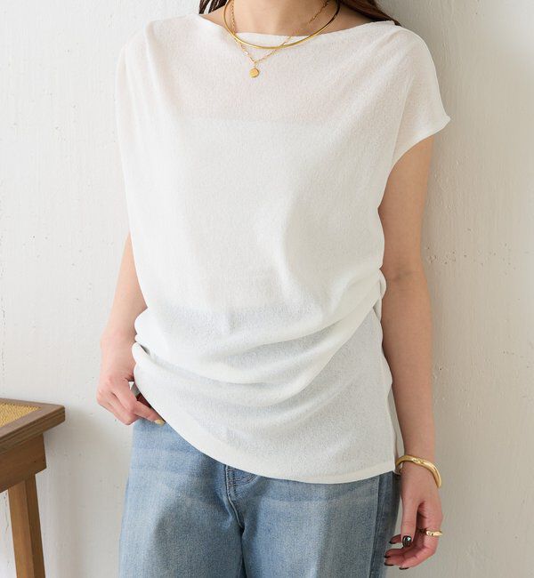  「【上品見えカットソー/シアー】アシメタックフレンチカットソー」|Tシャツ・カットソー|