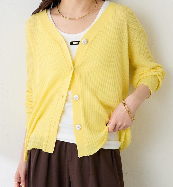  「ドライコットンワイドリブカーディガン」|ニット・セーター|