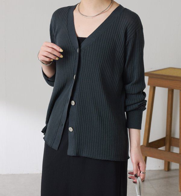  「ドライコットンワイドリブカーディガン」|ニット・セーター|