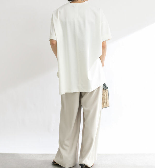  「【ウォッシャブル】【シーズンレスで使える】タックワイドスラックス」|チノ|