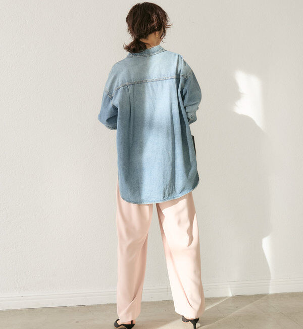  「【ウォッシャブル】【シーズンレスで使える】タックワイドスラックス」|チノ|