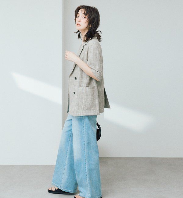  「予約【こなれた印象に】バンピーチェックハーフスリーブジャケット」|テーラードジャケット|