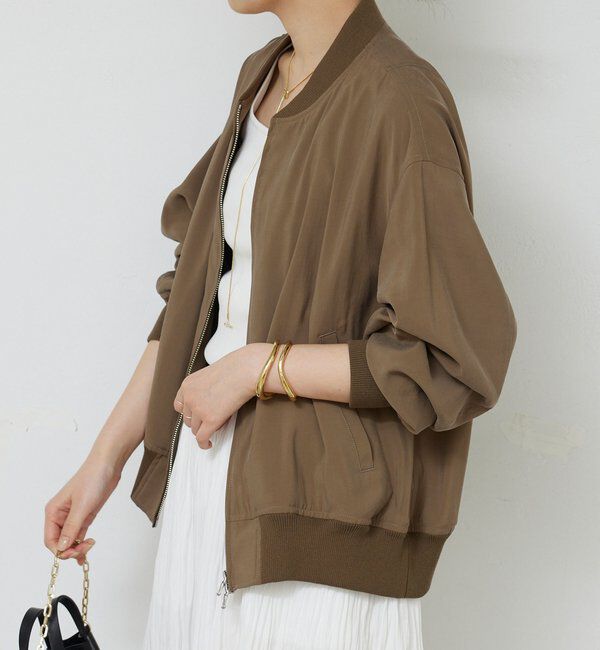  「【人気BZが素材を変えて再登場！】サテンブルゾン」|ブルゾン・スタジャン|