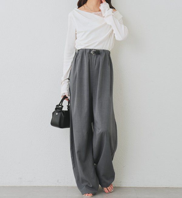  「レースドッキングオフショルロンT」|Tシャツ・カットソー|