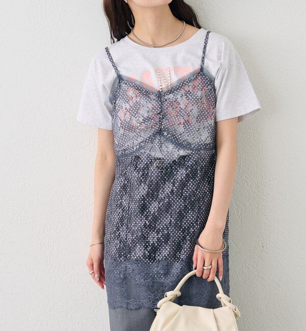  「ドットレースキャミチュニック」|シャツ・ブラウス|チャコールグレー