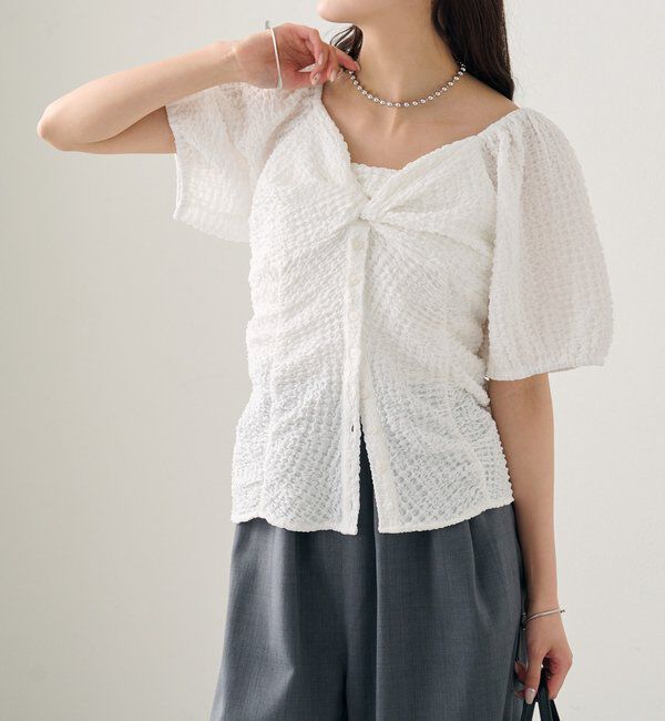  「ハートネックパフブラウス」|シャツ・ブラウス|