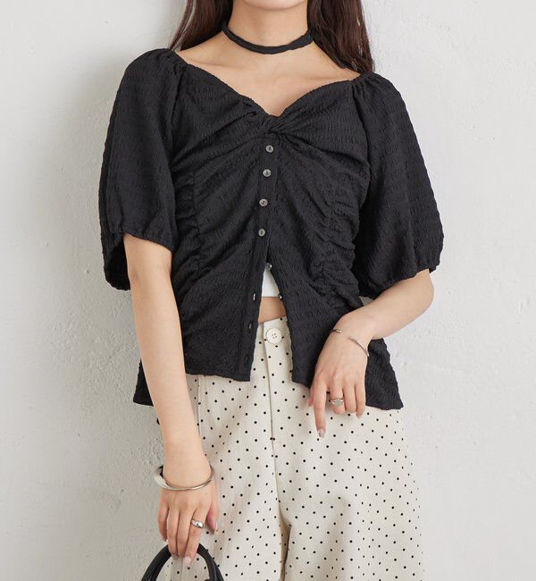  「ハートネックパフブラウス」|シャツ・ブラウス|