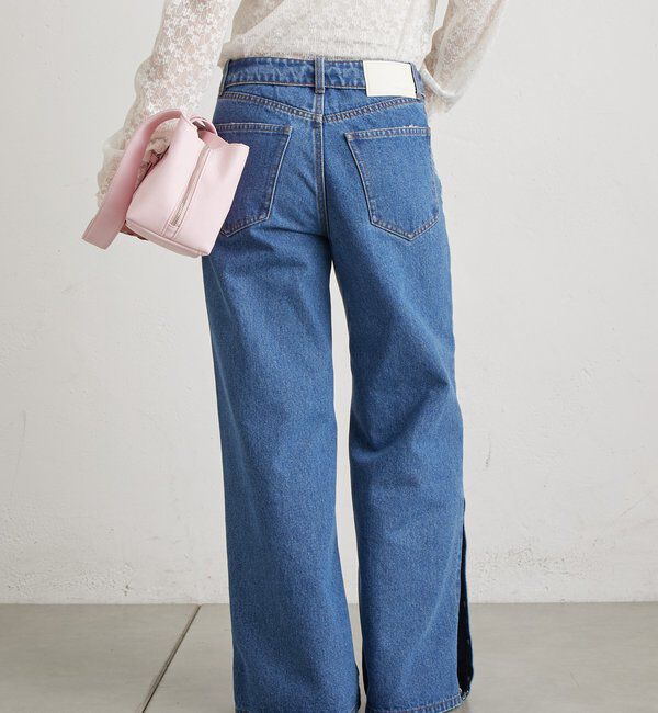  「ボタンスリットフレアデニム」|デニム|
