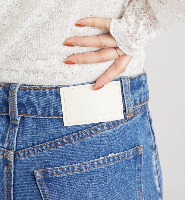  「ボタンスリットフレアデニム」|デニム|