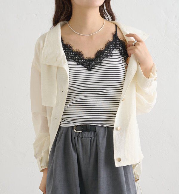  「パット付きボーダーレースキャミソール」|キャミソール|