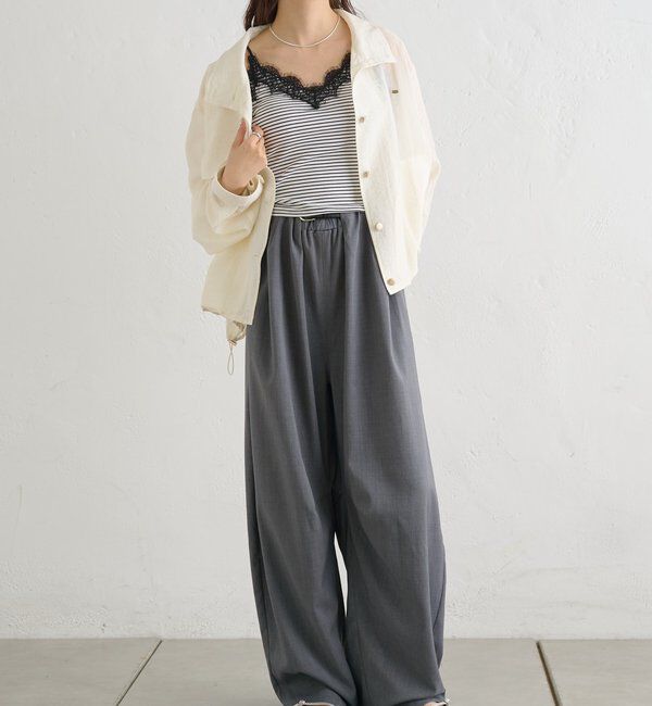  「パット付きボーダーレースキャミソール」|キャミソール|