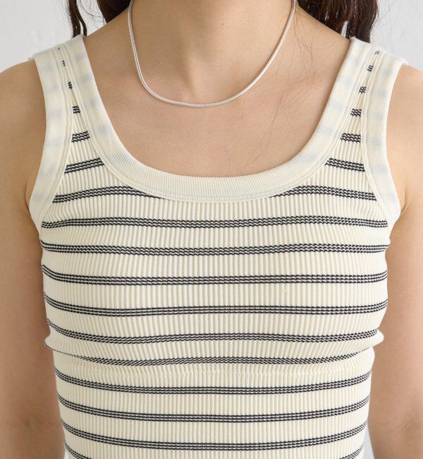  「パット付きボーダータンクトップ」|キャミソール|