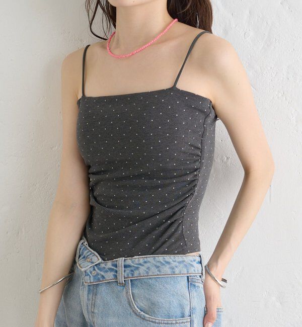  「パット付きサイドギャザードットキャミソール」|キャミソール|