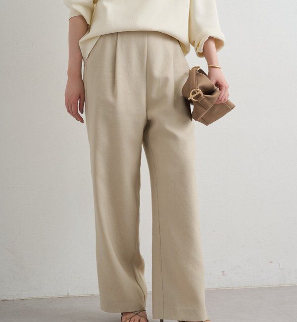  「麻調合繊タックパンツ」|チノ|