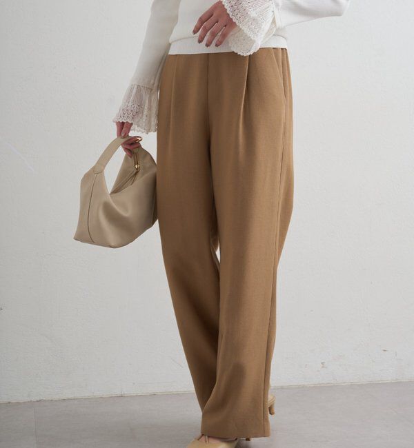  「麻調合繊タックパンツ」|チノ|